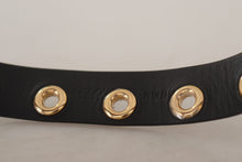 Load image into Gallery viewer, Dolce &amp; Gabbana Chic Black Leather Belt with Engraved Buckle
