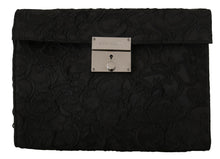 Load image into Gallery viewer, Dolce &amp; Gabbana Elegant Black Silver Clutch Portfolio
