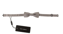 Load image into Gallery viewer, Dolce &amp; Gabbana Elegant Silver Silk Bow Tie for Sophisticated Evening
