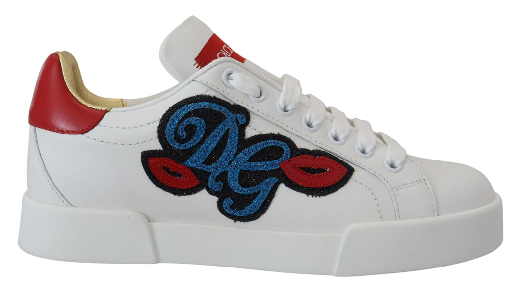 Dolce & Gabbana White Portofino Logo Classic Sneakers Shoes