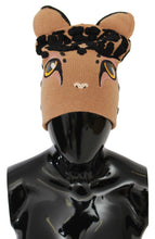 Load image into Gallery viewer, Dolce &amp; Gabbana Brown Cats Eye Embroidered Beanie Cashmere Hat
