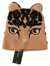 Load image into Gallery viewer, Dolce &amp; Gabbana Brown Cats Eye Embroidered Beanie Cashmere Hat
