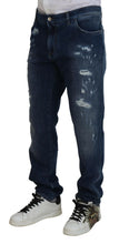 Load image into Gallery viewer, Dolce &amp; Gabbana Blue Tattered Cotton Stretch Slim Denim Jeans
