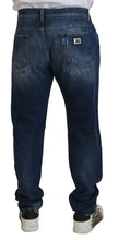 Load image into Gallery viewer, Dolce &amp; Gabbana Blue Tattered Cotton Stretch Slim Denim Jeans
