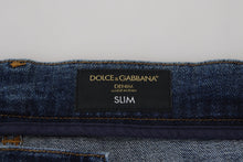 Load image into Gallery viewer, Dolce &amp; Gabbana Blue Tattered Cotton Stretch Slim Denim Jeans
