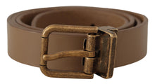 Load image into Gallery viewer, Dolce &amp; Gabbana Elegant Brown Leather Belt with Brass Tone Buckle
