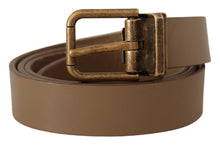 Load image into Gallery viewer, Dolce &amp; Gabbana Elegant Brown Leather Belt with Brass Tone Buckle
