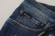 Load image into Gallery viewer, Dolce &amp; Gabbana Blue Tattered Cotton Stretch Slim Denim Jeans

