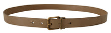 Load image into Gallery viewer, Dolce &amp; Gabbana Elegant Brown Leather Belt with Brass Tone Buckle
