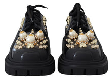 Load image into Gallery viewer, Dolce &amp; Gabbana Black Leather Trekking Derby Embellished Shoes
