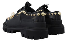 Load image into Gallery viewer, Dolce &amp; Gabbana Black Leather Trekking Derby Embellished Shoes
