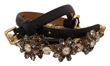 Load image into Gallery viewer, Dolce &amp; Gabbana Elegant Crystal Daisy Chain Leather Belt
