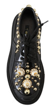 Load image into Gallery viewer, Dolce &amp; Gabbana Black Leather Trekking Derby Embellished Shoes
