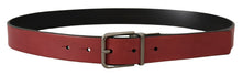 Load image into Gallery viewer, Dolce &amp; Gabbana Elegant Maroon Leather Belt with Silver Tone Buckle
