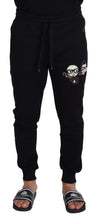 Load image into Gallery viewer, Dolce &amp; Gabbana Black Cotton #DGFamily Sequined Jogger Pants
