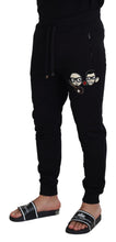 Load image into Gallery viewer, Dolce &amp; Gabbana Black Cotton #DGFamily Sequined Jogger Pants
