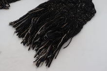 Load image into Gallery viewer, Dolce &amp; Gabbana Black Wool Knitted Wrap Foulard Fringe Scarf
