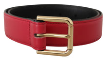 Load image into Gallery viewer, Dolce &amp; Gabbana Elegant Red Leather Belt with Gold-Tone Buckle
