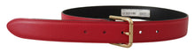 Load image into Gallery viewer, Dolce &amp; Gabbana Elegant Red Leather Belt with Gold-Tone Buckle
