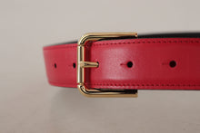 Load image into Gallery viewer, Dolce &amp; Gabbana Elegant Red Leather Belt with Gold-Tone Buckle
