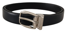 Load image into Gallery viewer, Dolce &amp; Gabbana Elegant Black Leather Belt with Silver Buckle
