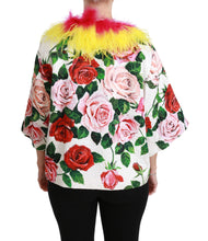 Load image into Gallery viewer, Dolce &amp; Gabbana Elegant Floral Cape Jacket with Fur Details

