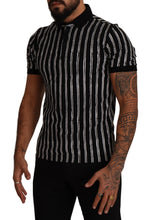 Load image into Gallery viewer, Dolce &amp; Gabbana Black White Striped Polo Short Sleeve  T-shirt
