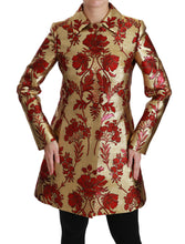 Load image into Gallery viewer, Dolce &amp; Gabbana Elegant Gold Floral Brocade Trench Coat
