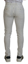 Load image into Gallery viewer, Dolce &amp; Gabbana White Stripes Cotton Skinny Chino Pants
