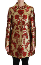 Load image into Gallery viewer, Dolce &amp; Gabbana Elegant Gold Floral Brocade Trench Coat
