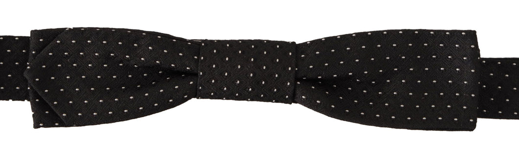 Dolce & Gabbana Elegant Black and White Silk Bow Tie