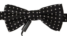 Load image into Gallery viewer, Dolce &amp; Gabbana Elegant Black and White Polka Dot Silk Bow Tie
