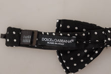 Load image into Gallery viewer, Dolce &amp; Gabbana Elegant Black and White Polka Dot Silk Bow Tie
