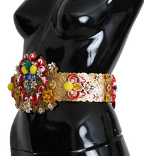 Load image into Gallery viewer, Dolce &amp; Gabbana Gold-Tone Floral Crystal Waist Belt
