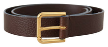 Load image into Gallery viewer, Dolce &amp; Gabbana Elegant Brown Leather Belt with Gold Buckle
