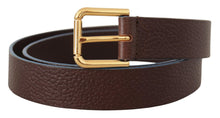 Load image into Gallery viewer, Dolce &amp; Gabbana Elegant Brown Leather Belt with Gold Buckle
