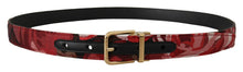Load image into Gallery viewer, Dolce &amp; Gabbana Red Multicolor Leather Belt with Gold-Tone Buckle
