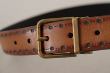 Load image into Gallery viewer, Dolce &amp; Gabbana Elegant Brown Leather Belt with Brass Buckle
