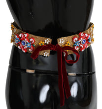 Load image into Gallery viewer, Dolce &amp; Gabbana Golden Floral Crystal Embellished Waist Belt
