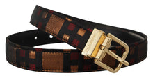 Load image into Gallery viewer, Dolce &amp; Gabbana Multicolor Leather Belt with Gold Buckle
