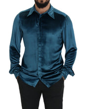 Load image into Gallery viewer, Dolce &amp; Gabbana Elegant Blue Martini Slim Fit Casual Shirt
