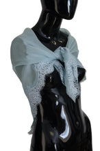 Load image into Gallery viewer, Dolce &amp; Gabbana Light Blue Lace Silk Shawl Square Wrap Scarf
