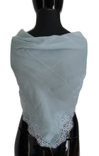 Load image into Gallery viewer, Dolce &amp; Gabbana Light Blue Lace Silk Shawl Square Wrap Scarf
