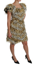 Load image into Gallery viewer, Dolce &amp; Gabbana Elegant Silver Layered Shift Mini Dress
