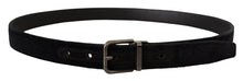 Load image into Gallery viewer, Dolce &amp; Gabbana Elegant Black Leather Belt with Silver Tone Buckle
