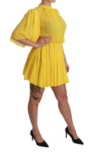 Load image into Gallery viewer, Dolce &amp; Gabbana Silk Pleated A-line Mini Dress in Sunshine Yellow
