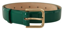 Load image into Gallery viewer, Dolce &amp; Gabbana Elegant Green Leather Belt with Gold Buckle Detail
