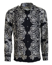 Load image into Gallery viewer, Dolce &amp; Gabbana Blue Silk Floral Baroque Satin Casual Shirt
