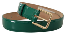 Load image into Gallery viewer, Dolce &amp; Gabbana Elegant Green Leather Belt with Gold Buckle Detail
