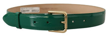 Load image into Gallery viewer, Dolce &amp; Gabbana Elegant Green Leather Belt with Gold Buckle Detail
